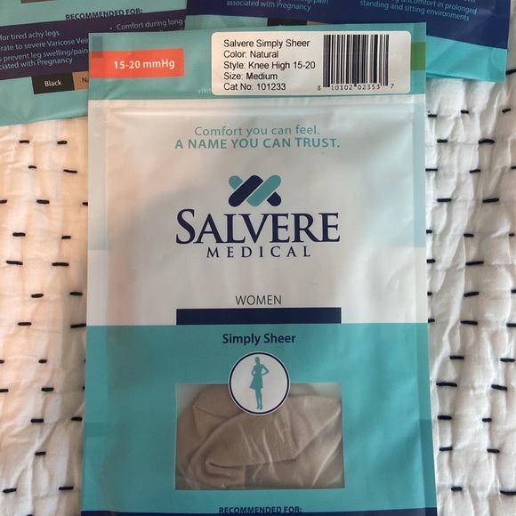 SALVERE compression tights/pantyhose/knee high socks 15-20 mmHg black&natural - Picture 4 of 5